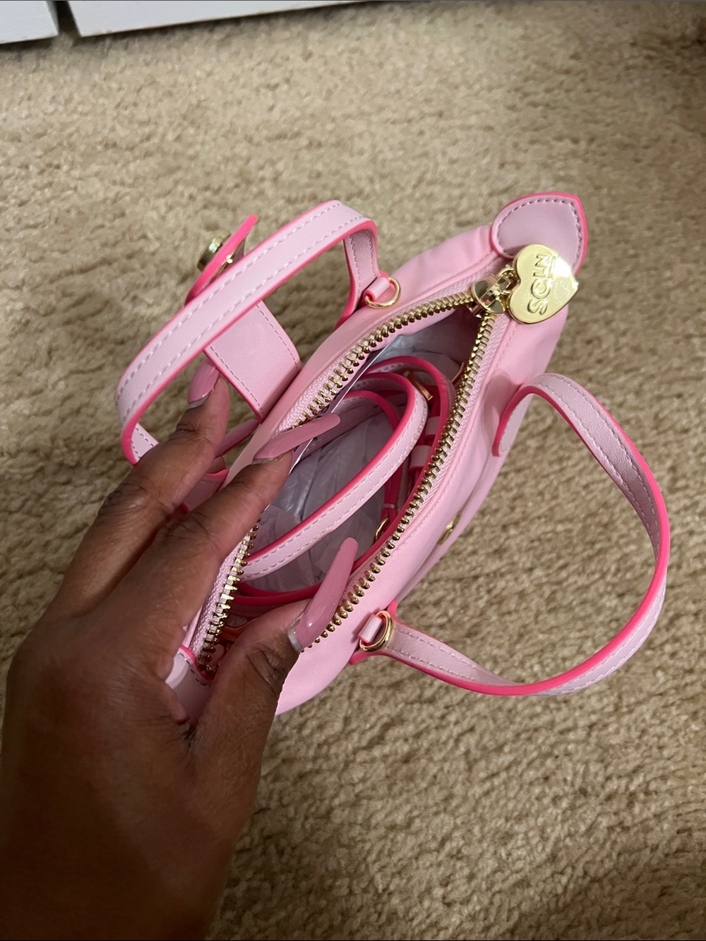 Stoney Clover Lane Pink Mini Tote with Gold Heart Accent - Picture 5 of 5